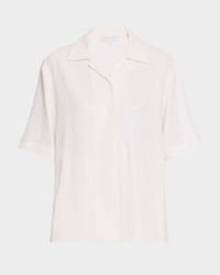 Sequined Short Sleeve Button Up Top