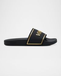Men's Embossed Logo Rubber Pool Slides