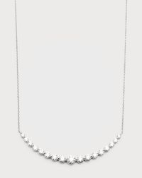 18k White Gold 17 Round Diamond Smiley Bar Necklace, 16"L, 2.49tcw