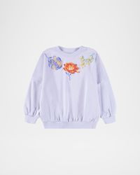 Girl's Marika Floral Embroidered Sweatshirt, Size 8-16