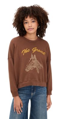 THE GREAT. The Teammate Sweatshirt With Horse Embroidery Umber 2