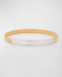 18K Yellow Gold Coil and Pavé Diamond Thin Bangle Bracelet