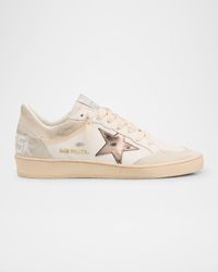 Ball Star Mixed Leather Low-Top Sneakers