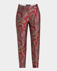 Bristol Floral Brocade Straight-Leg Crop Pants