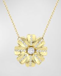 Diamond and Pink Sapphire Flower Pendant Necklace