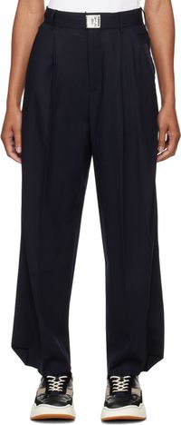 ADER error Navy Pleated Trousers