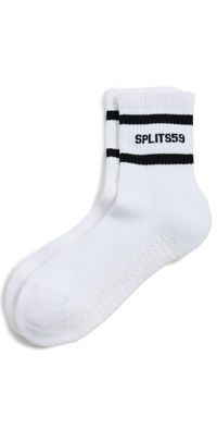 Splits59 Logo Stripe Quarter Socks with Grip White/Black One Size