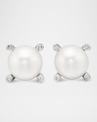 Pearl Earrings with Diamonds