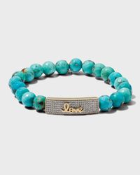 8mm Matrix Turquoise Bracelet with Diamond Love Script Bar