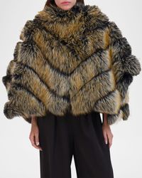 Chevron Fox-Like Faux Fur Cape