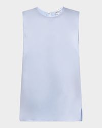 Crewneck Shiny Silk Charmeuse Tank