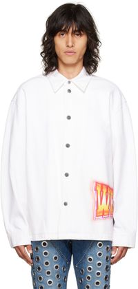 We11done White Printed Denim Jacket