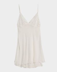 Floral Lace & Silk Chiffon Mini Slip Dress