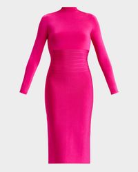 Freya Bandage-Waist Long-Sleeve Midi Dress
