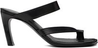 Dries Van Noten Sandales à talon bottier noires à bride de style tong