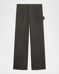 Men's Twill Straight-Leg Contrast Stitch Utility Pants