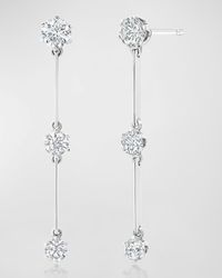 18k White Gold Floating Diamond Triple Drop Earrings