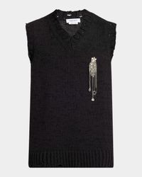 Men's Sweater Vest with Embellished Patch