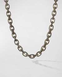 Men's Forged Carbon Link Necklace in 18K Gold, 9mm, 24"L
