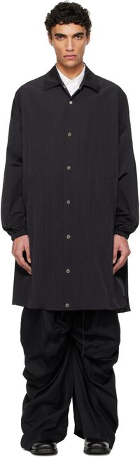 FUMITO GANRYU Black Long Coach Coat