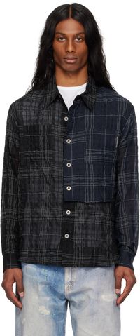 Andersson Bell Chemise étagée noire à carreaux