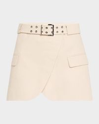 Cotton Melange Tailoring Mini Skirt