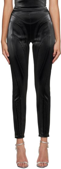 Mugler Black Embossed Leggings