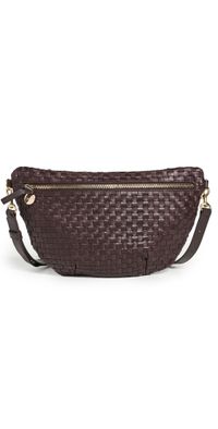 Clare V. Woven Checkered Grande Fanny Bag Tobacco One Size