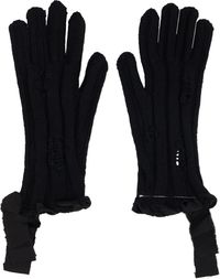 MM6 Maison Margiela Gants noirs à effet usé