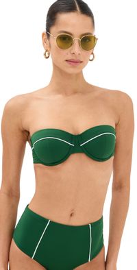 STAUD Jo Balconette Bikini Top Jungle/White L