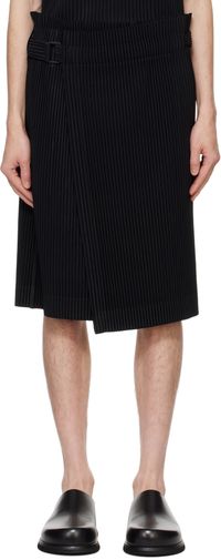 HOMME PLISSÉ ISSEY MIYAKE Black Pleats Bottoms 2 Midi Skirt