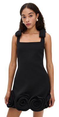 Self Portrait 3D Crepe Flower Mini Dress Black 8