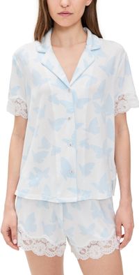 PJ Salvage Butterfly Pajama Top Ivory M