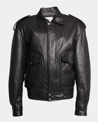 Oversized Leather Flight Jacket