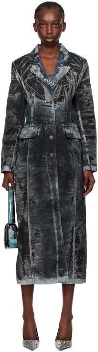 Diesel Manteau Pia-Fse noir et bleu en denim