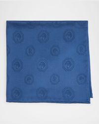 Men's Tonal Jacquard Logo Silk Pocket Square