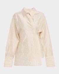 Pinstripe Asymmetric Long-Sleeve Shirt