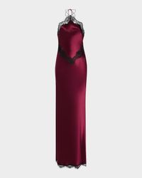 Everly Lace-Trim Satin Halter Dress