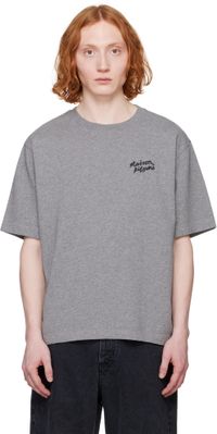 Maison Kitsuné Gray 'Maison Kitsuné' Handwriting Oversize T-shirt