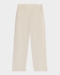 Cotton Corduroy Wide-Leg Trousers With Monili