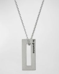 Men's Brushed Sterling Silver Rectangle Cutout Pendant
