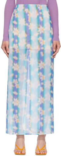 Nina Ricci Blue Polyester Maxi Skirt