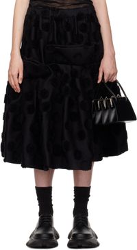Comme des Garçons Black Wool Jacquard Midi Skirt