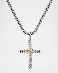 Petite X Cross in Silver with 14K Gold on Chain
