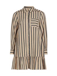 Women's Arlette Striped Mini Shirtdress - Khaki Black - Size 16