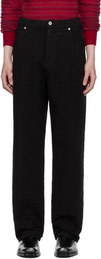 Ferragamo Black Monogram Five-Pocket Jeans