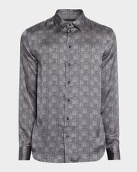 Men's Modern-Fit Large Check Jacquard Sport Shirt