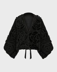 Select Shearling Lamb Floral Embroidered Reversible Jacket