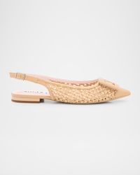 Gommettine Bardo Leather & Raffia Slingback Ballet Flats