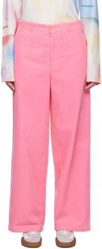 Acne Studios Pantalon rose en velours côtelé